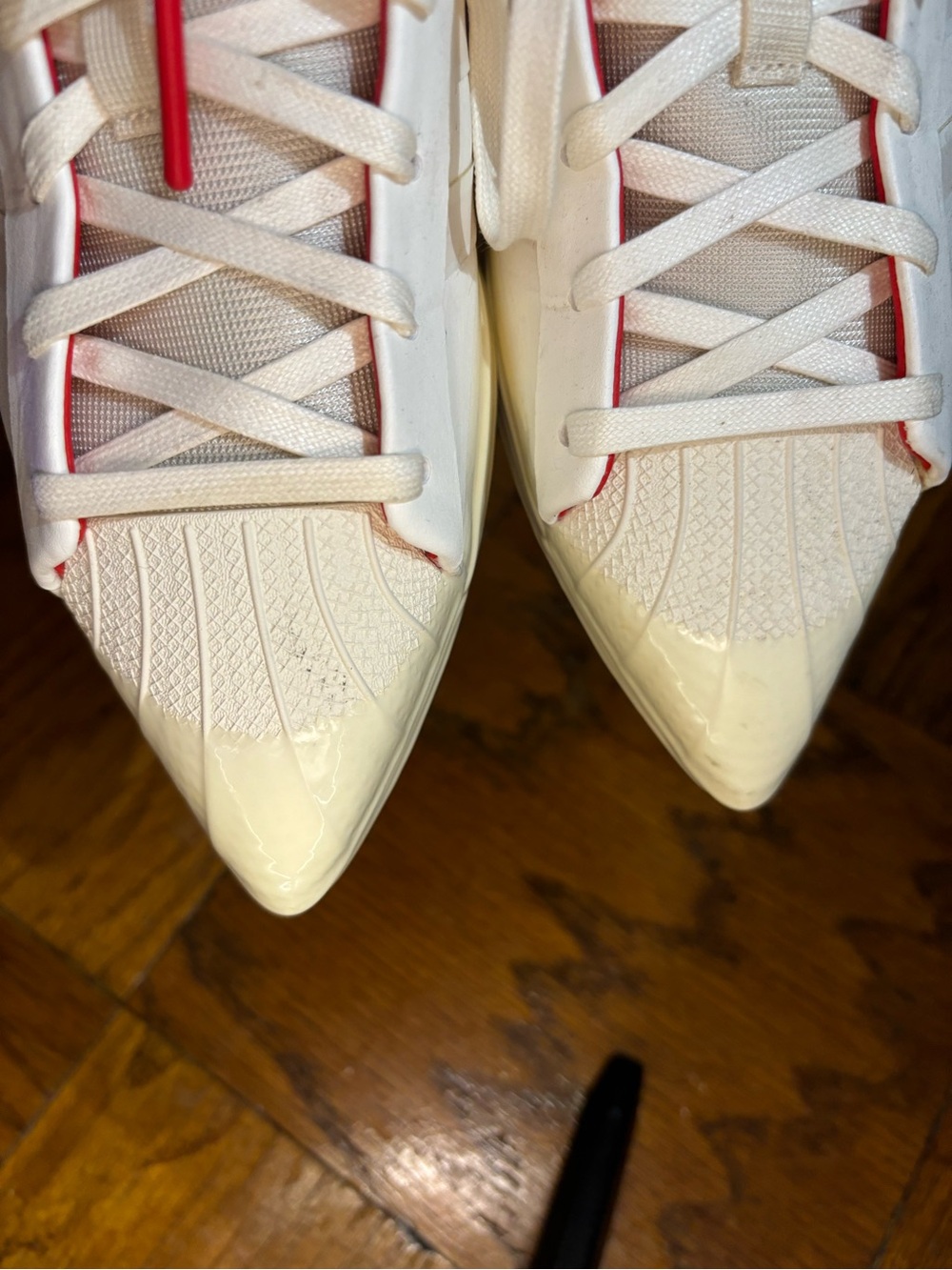 adidas White & Red Pointed Lace-Up Sneaker Mules - Picture 6 of 10